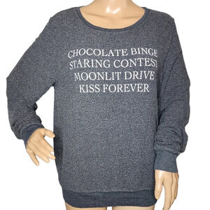 Wildfox gray sweatshirt Valentine's Day Size Small Chocolate Binge Kiss Forever